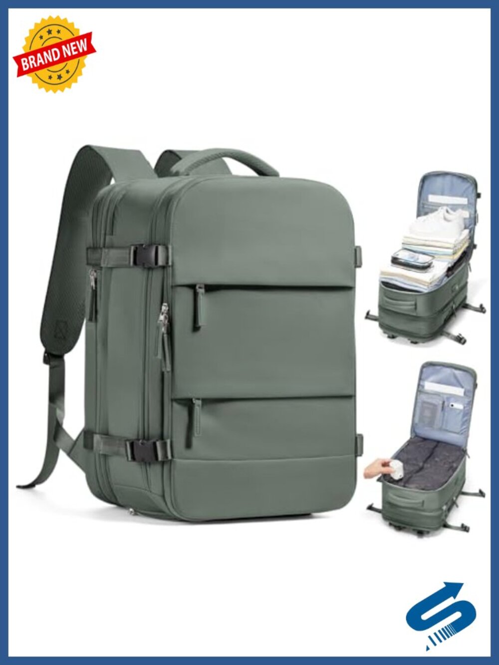 Vacuum Compression Backpack with Pump, Travel Expandable Carry-On